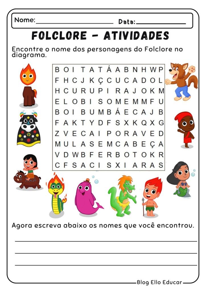 Atividades do Folclore para Alfabetização