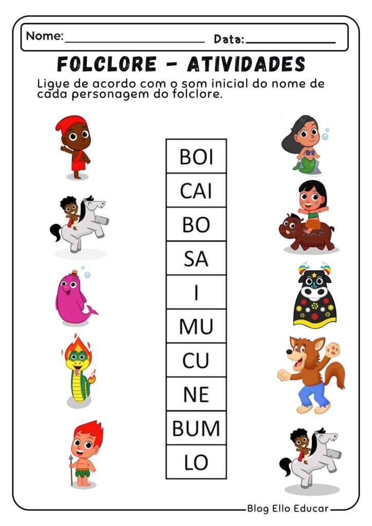 Atividades do Folclore para Alfabetização