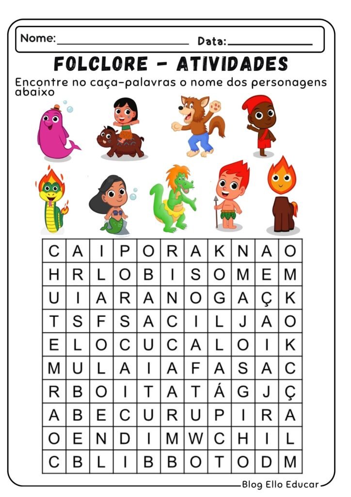 Atividades do Folclore para Alfabetização