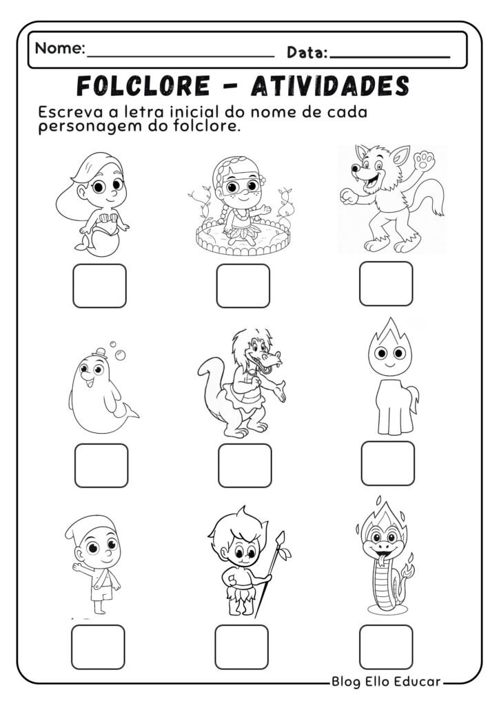 Atividades do Folclore para Alfabetização