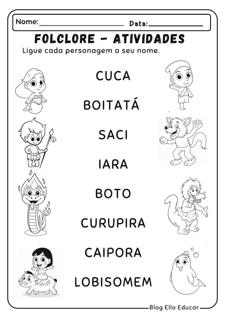 Atividades do Folclore para Alfabetização