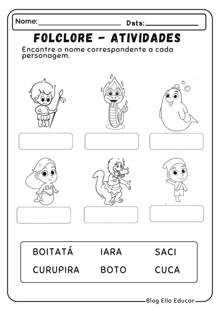 Atividades do Folclore para Alfabetização