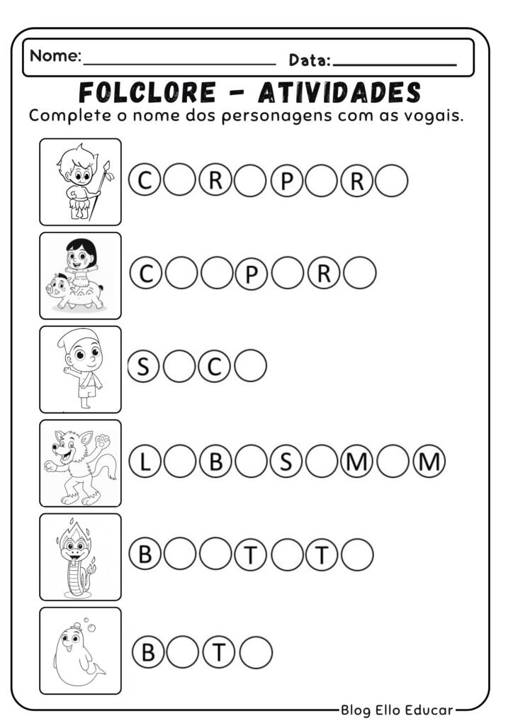 Atividades do Folclore para Alfabetização
