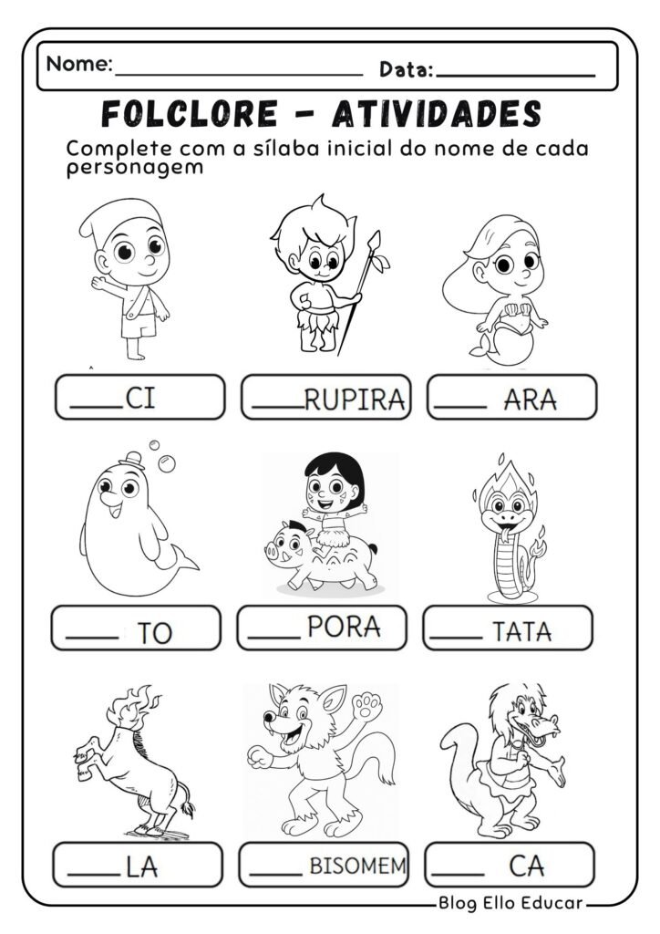 Atividades do Folclore para Alfabetização