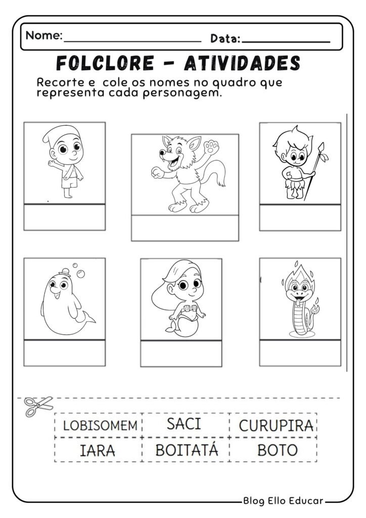Atividades do Folclore para alfabetização
