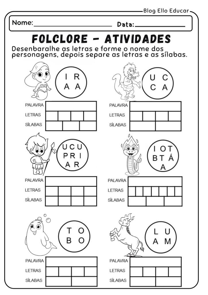 Atividades do Folclore para Alfabetização