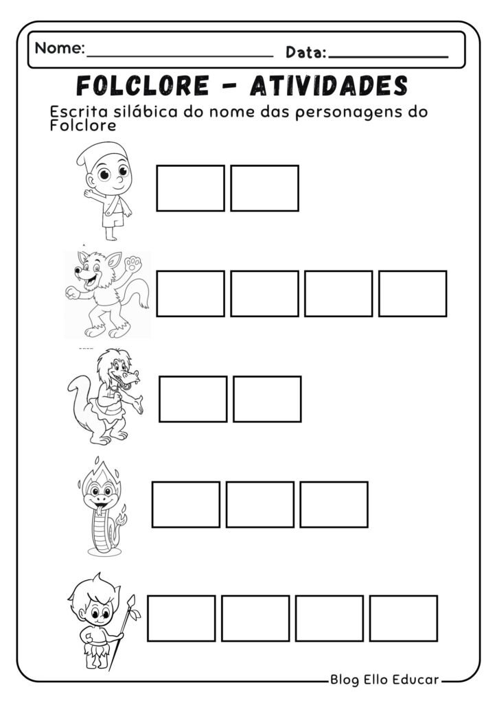 Atividades do Folclore para alfabetização