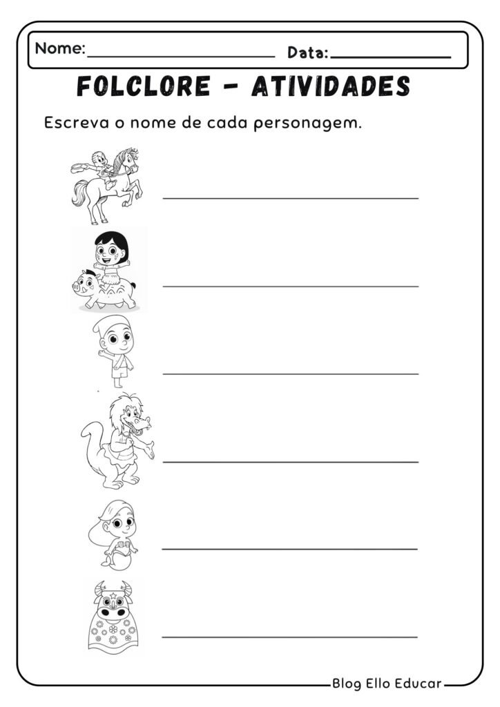 Atividades do Folclore para Alfabetização