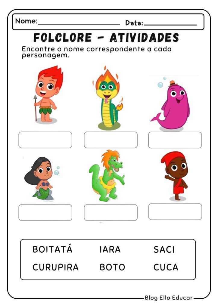 Atividades do Folclore para Alfabetização