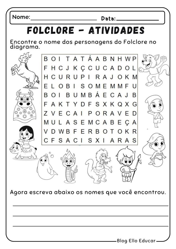 Atividades do Folclore para Alfabetização