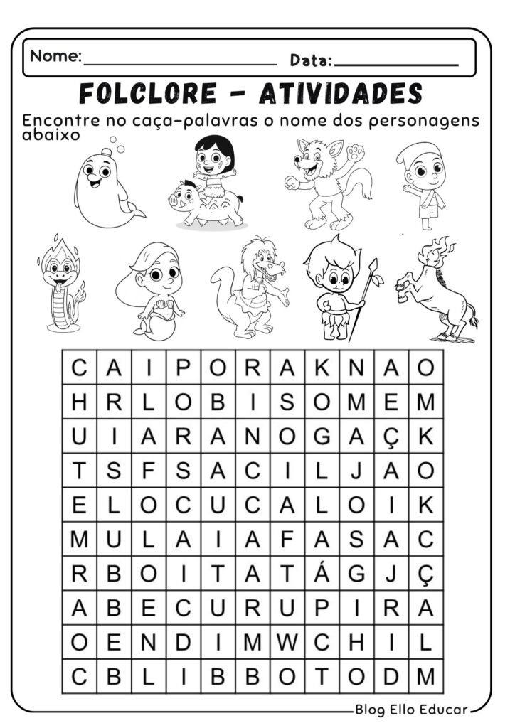 Atividades do Folclore para Alfabetização