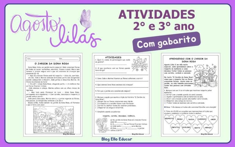 Atividades para o Agosto Lilás 2° e 3° ano.