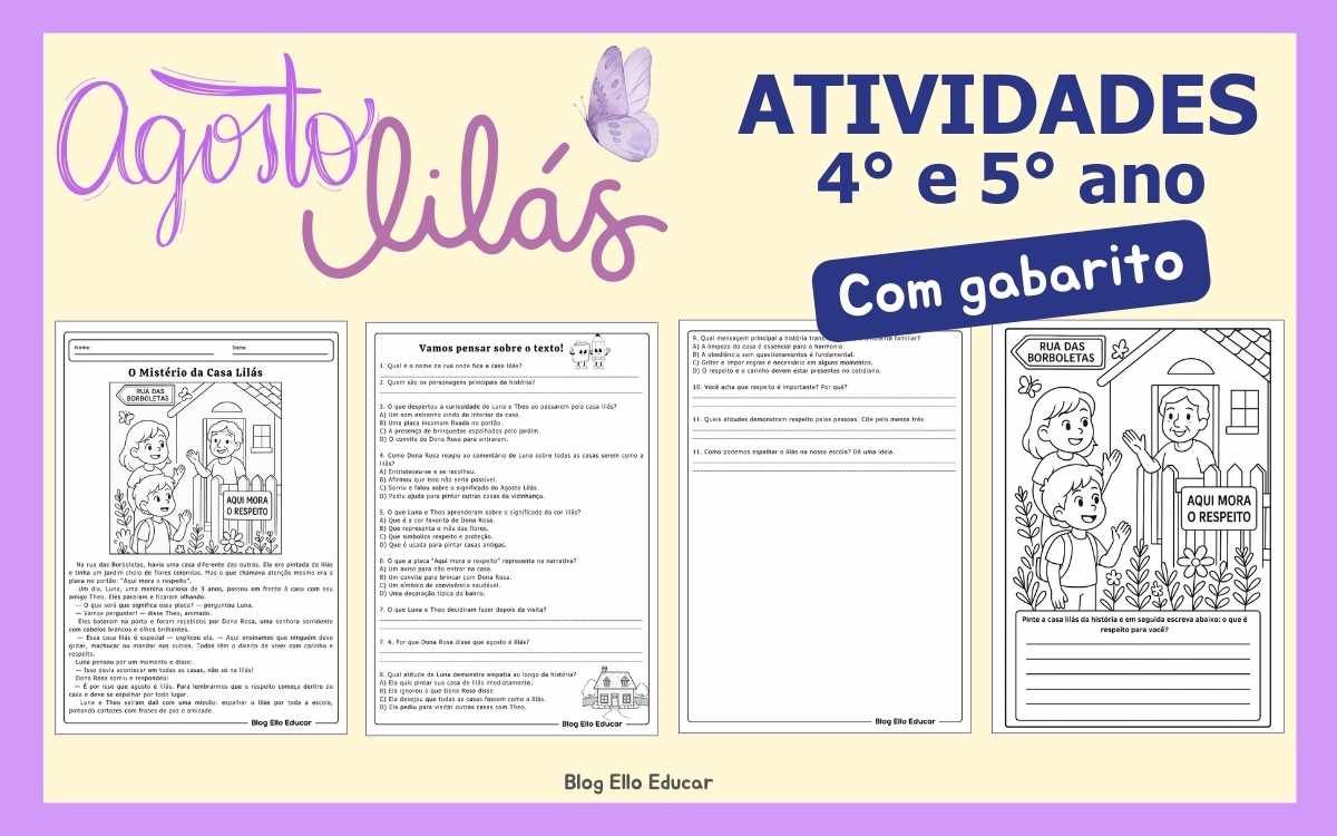 Atividades para o Agosto Lilás 2° e 3° ano