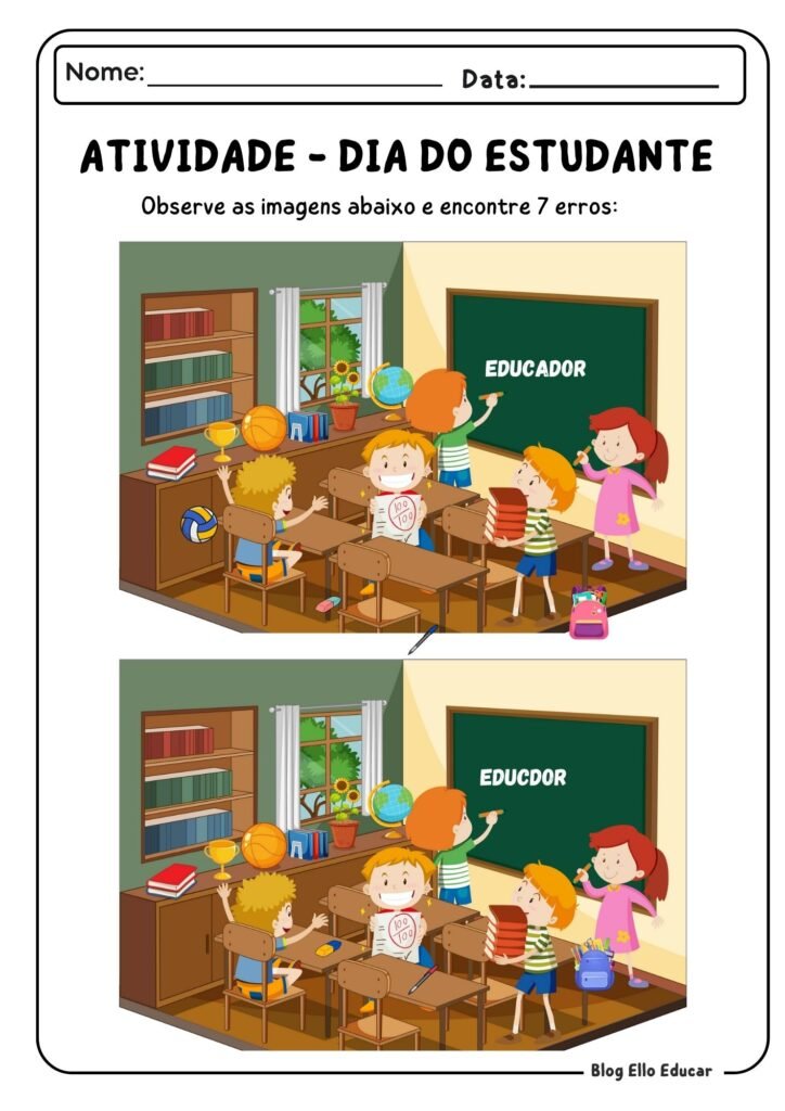 Atividades para o Dia do Estudante - 1° ano