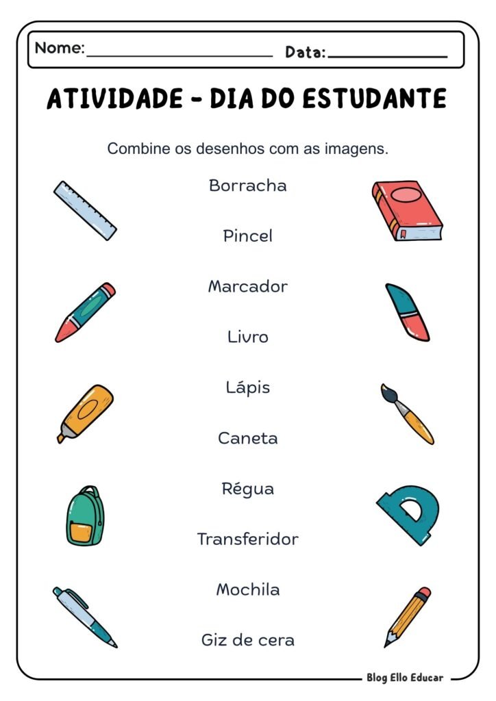 Atividades para o Dia do Estudante - 1° ano