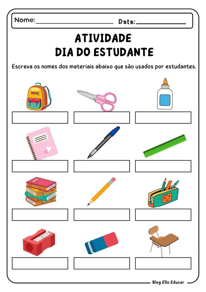 Atividades para o Dia do Estudante - 2° e 3° ano