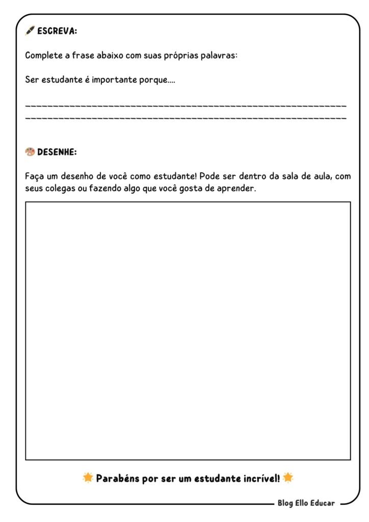 Atividades para o dia do estudante - 4° e 5° ano
