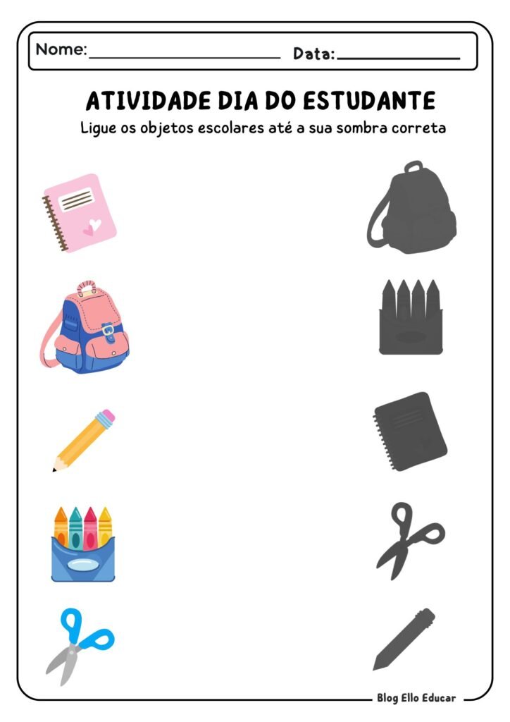 Atividades para o dia do estudante - Educação Infantil