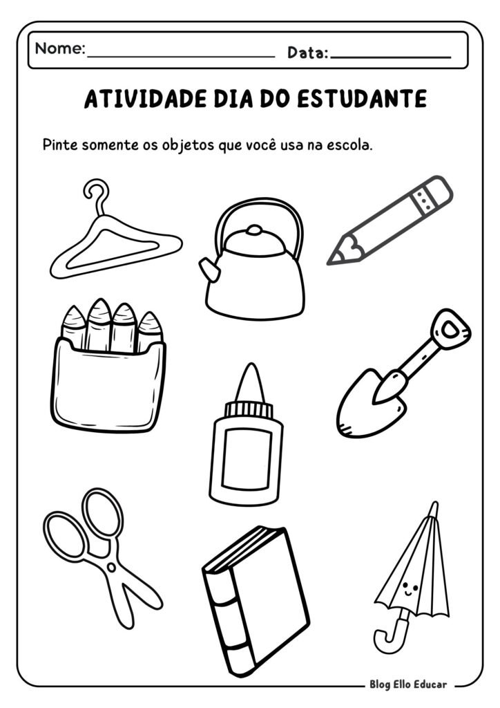 Atividades para o dia do estudante - Educação Infantil