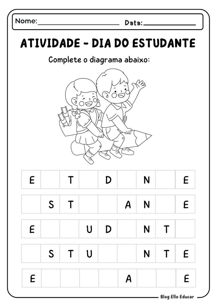 Atividades para o dia do estudante - Educação Infantil