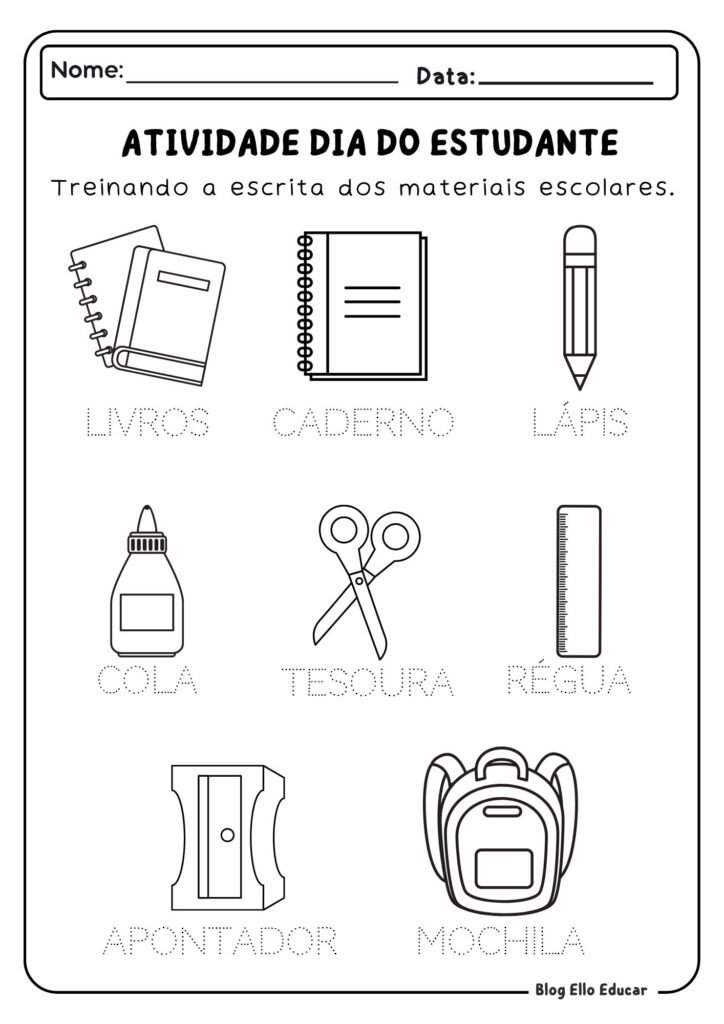 Atividades para o dia do estudante - Educação Infantil