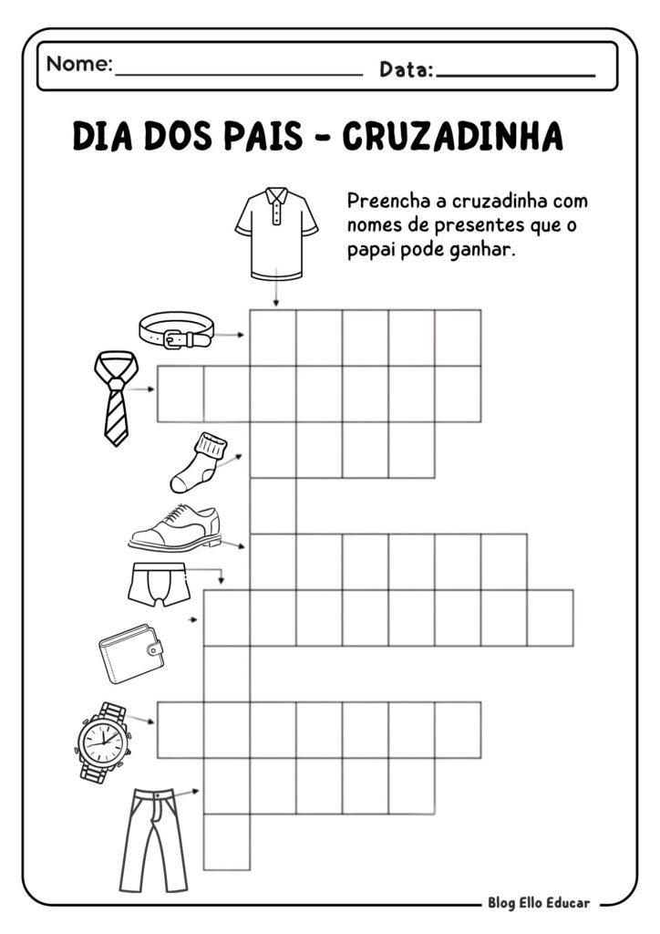 Atividades para o dia dos pais 1° ano