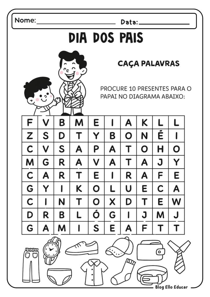 Atividades para o dia dos pais 1° ano