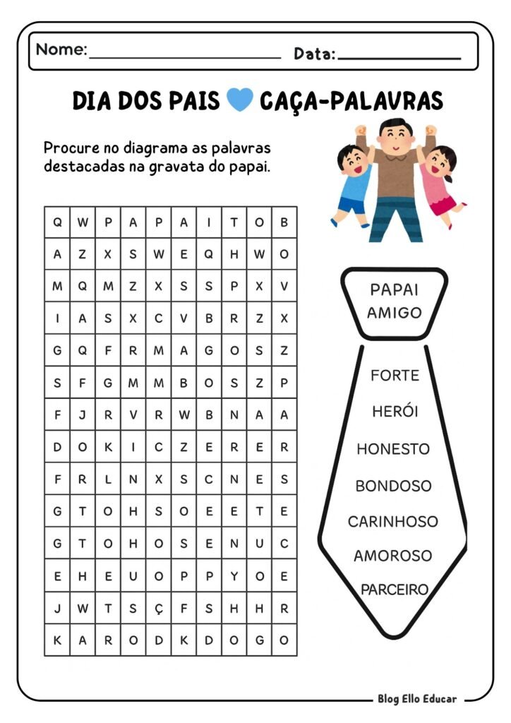 Atividades para o dia dos pais 1° ano