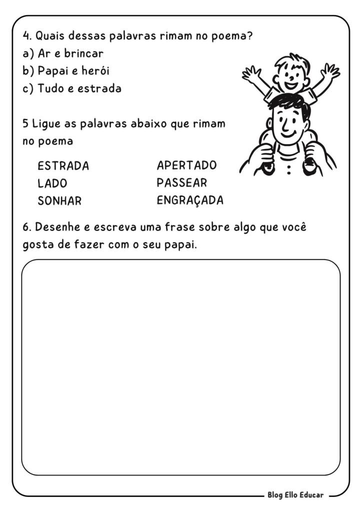 Atividades para o dia dos pais 1° ano