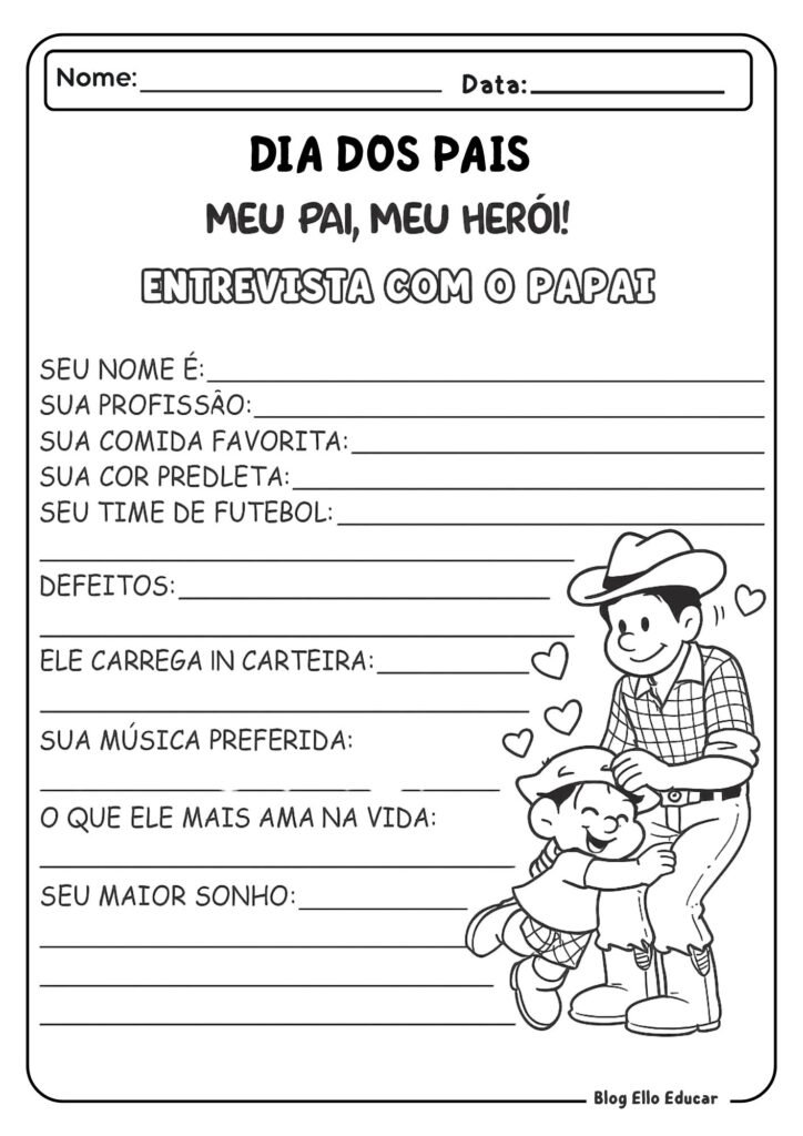 Atividades para o dia dos pais 2° ano