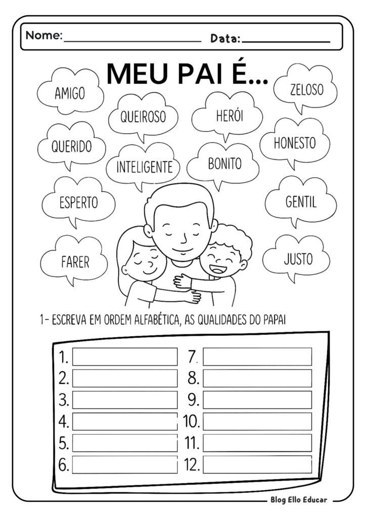 Atividades para o dia dos pais 2° ano