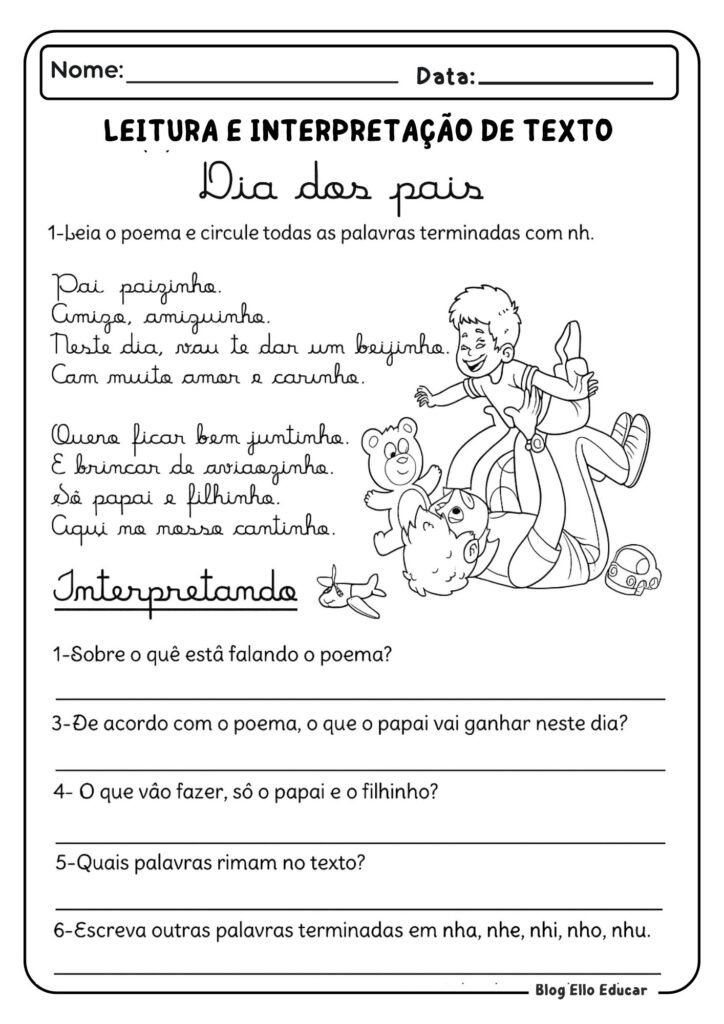 Atividades para o dia dos pais 2° ano
