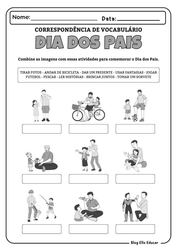 Atividades para o dia dos pais 3° ano