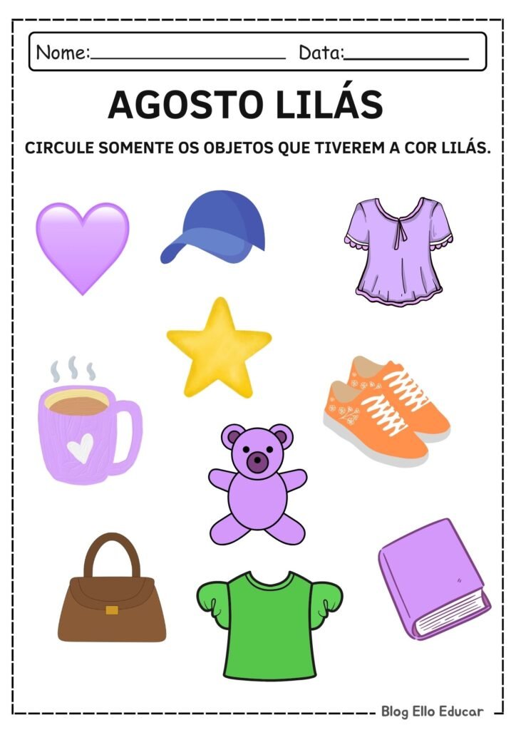 Atividades sobre Agosto Lilás para Educação Infantil