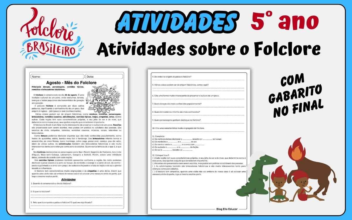 Atividades sobre o Folclore para 5° ano