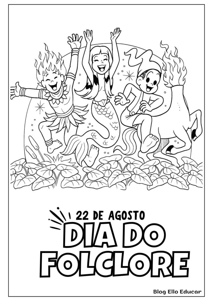 Desenho do Dia do Folclore para colorir 
