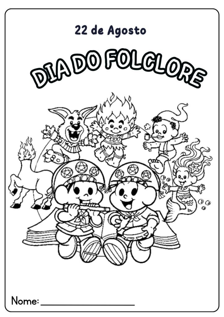Desenho do Dia do Folclore para colorir 