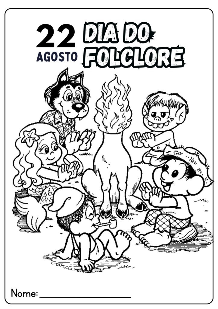 Desenho do Dia do Folclore para colorir 