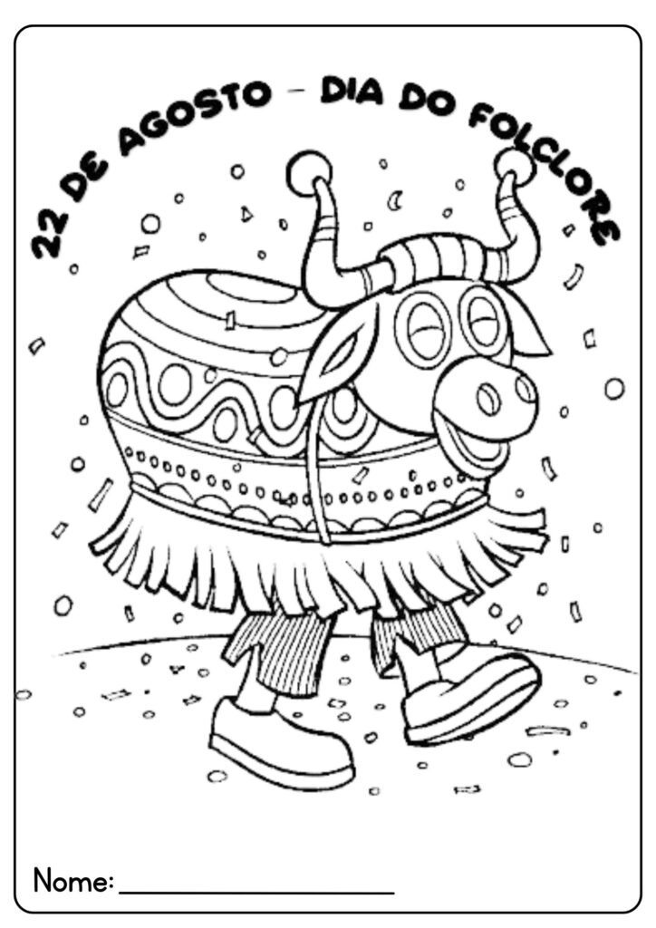 Desenho do Dia do Folclore para colorir