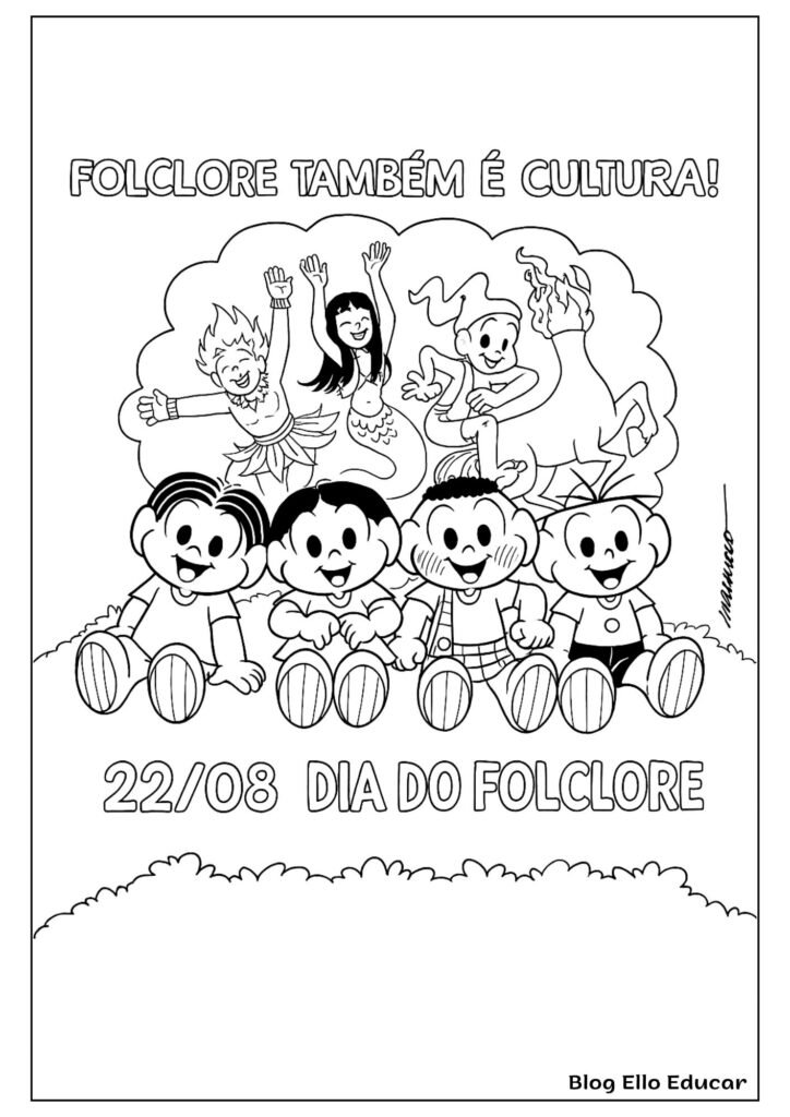 Desenho do Dia do Folclore para colorir 