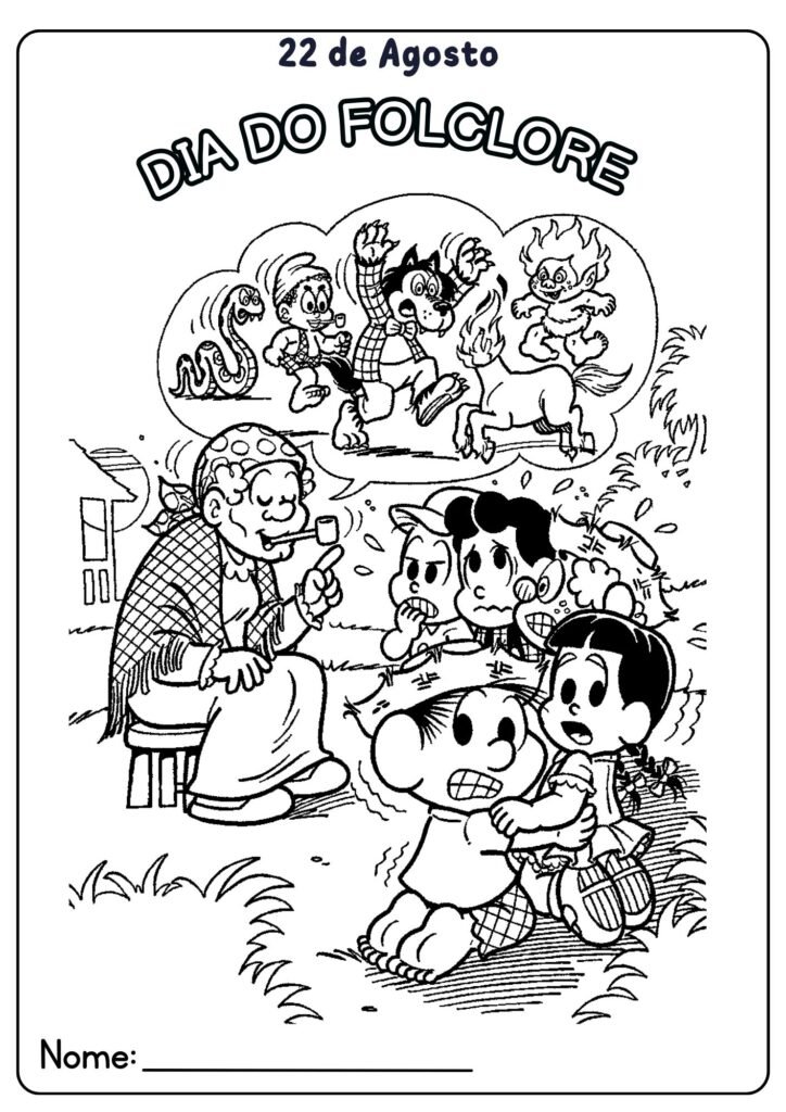 Desenho do Dia do Folclore para colorir 