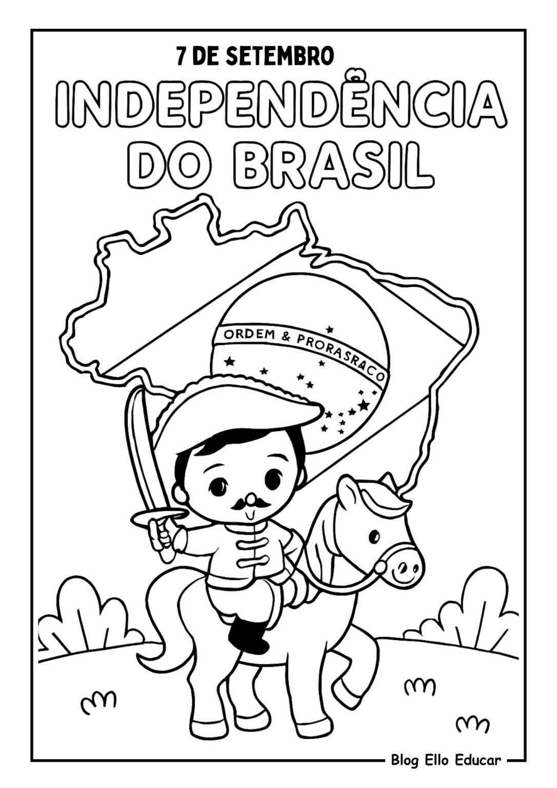Desenhos da Independência do Brasil para colorir: Apostila gratuita