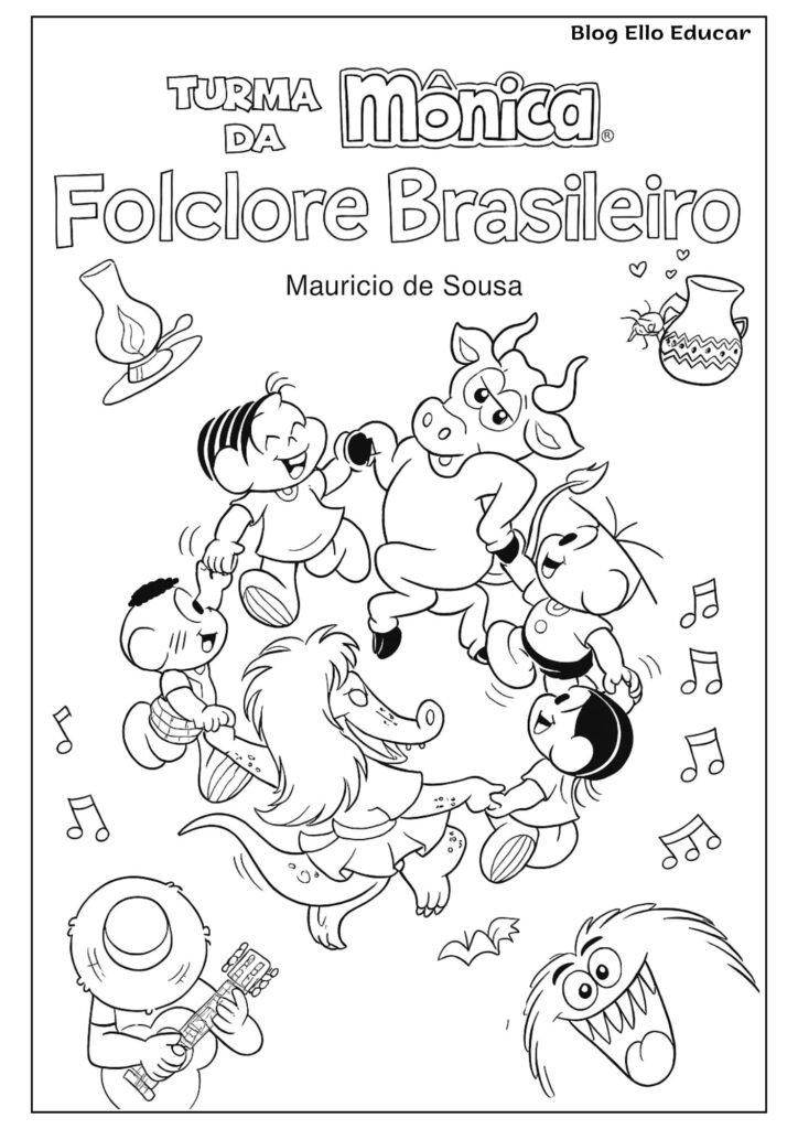 Desenhos da Turma da Mônica do Folclore para colorir