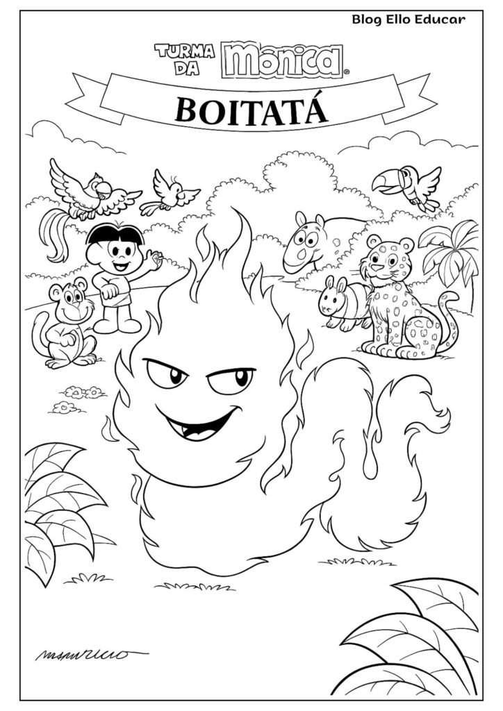 Desenhos da Turma da Mônica do Folclore para colorir - Boitatá