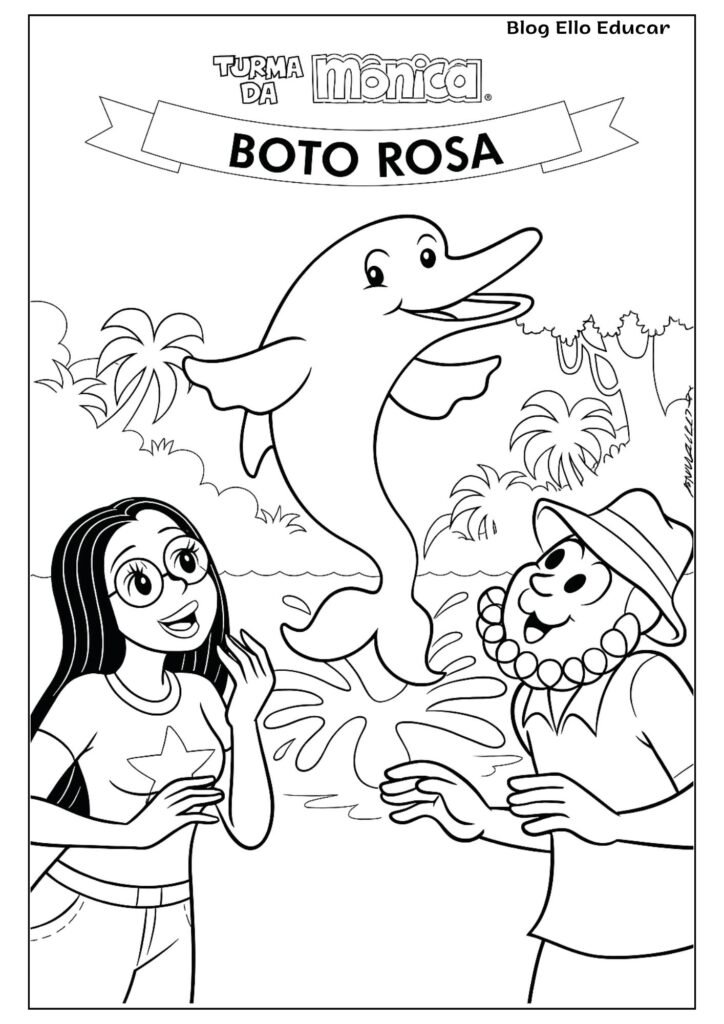 Desenhos da Turma da Mônica do Folclore para colorir - Boto-cor-de-rosa