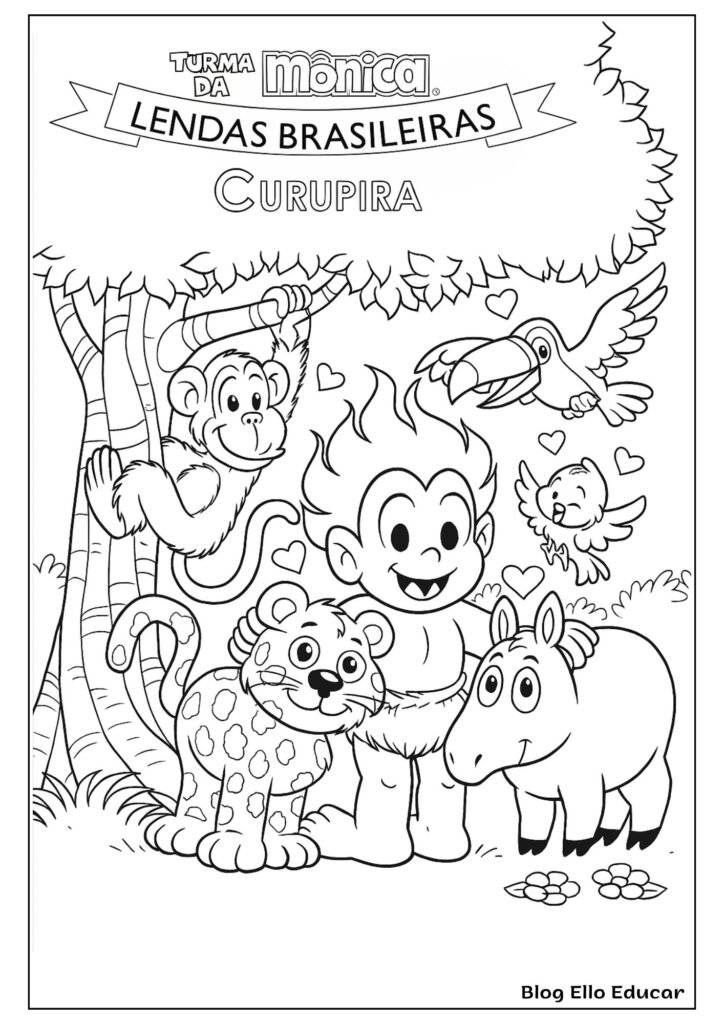 Desenhos da Turma da Mônica do Folclore para colorir