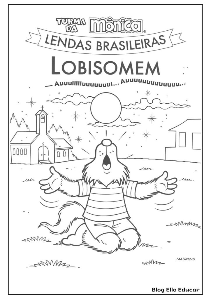 Desenhos da Turma da Mônica do Folclore para colorir - Lobisomem 1