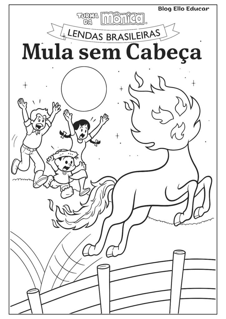 Desenhos da Turma da Mônica do Folclore para colorir - Mula Sem Cabeça