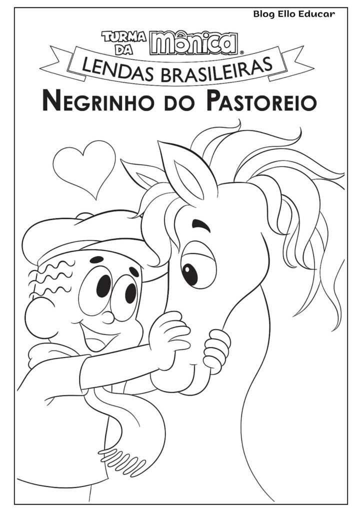 Desenhos da Turma da Mônica do Folclore para colorir - Negrinho do Pastoreio