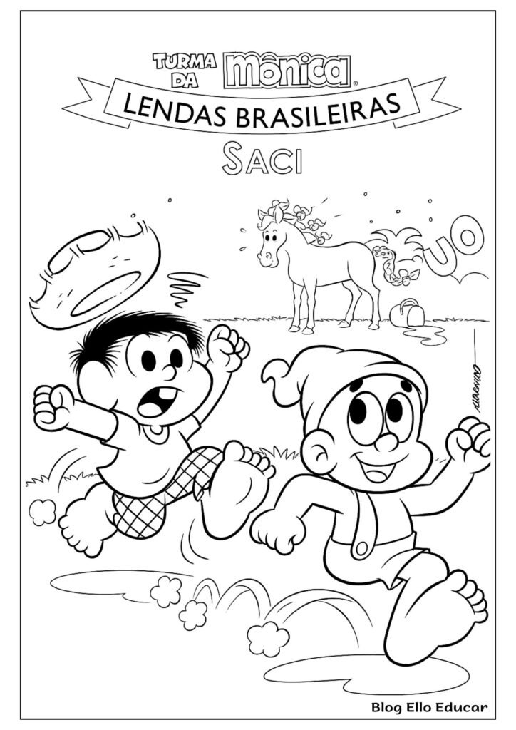 Desenhos da Turma da Mônica do Folclore para colorir